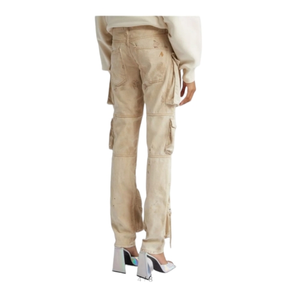 The Attico Essie Low Rise Denim Cargo Pants | NATURAL MARBLE | SZ US 0 | NWT - Picture 3 of 5